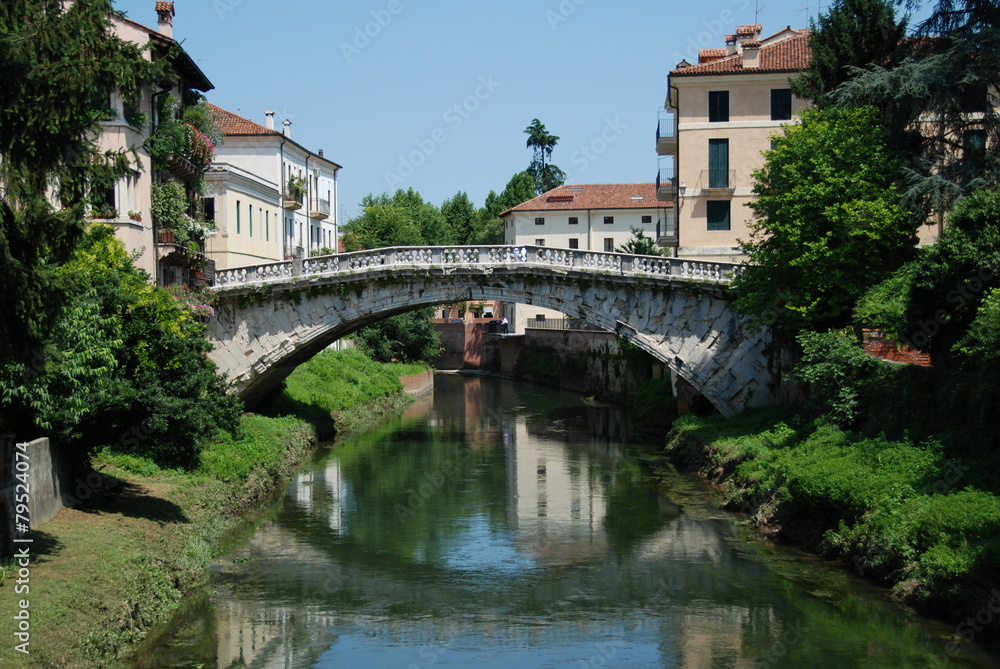 San Michele bridge on Retrone river in Vicenza, Italy