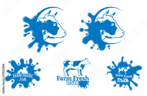 Cow Logo, Trade Sign, Icon Template for Diary Products