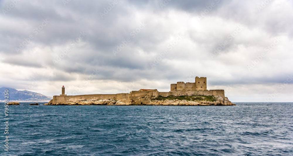 View of the Chateau d'If in the Mediterranean sea - France