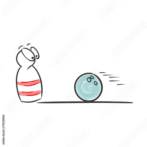zeichnung bowling kugel und pin I