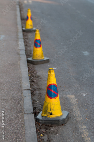 Cones with No Parking Sign