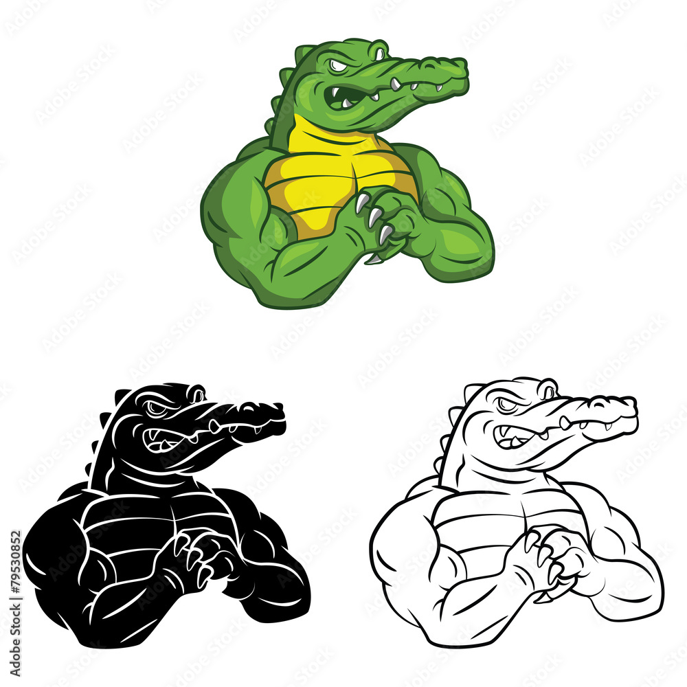 Fototapeta premium Coloring book Crocodile Strong cartoon character