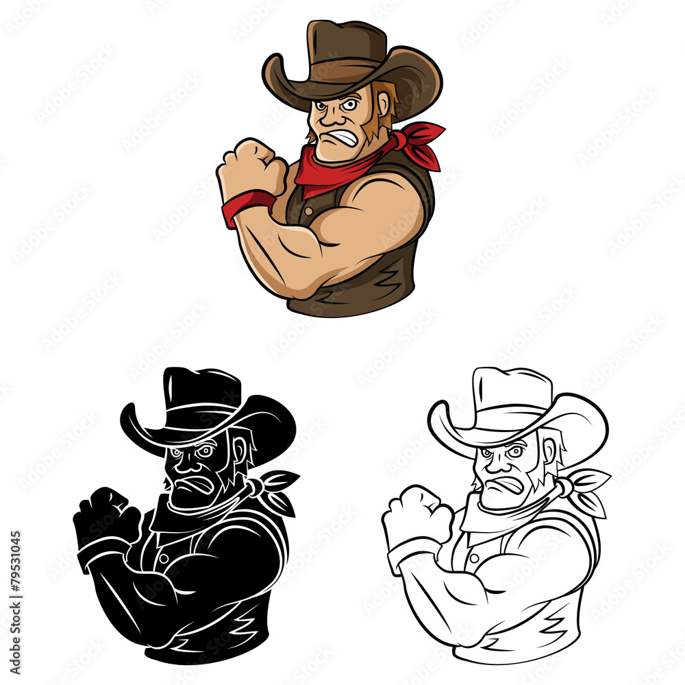 Coloring book Cowboy cartoon character Stock Vector | Adobe Stock