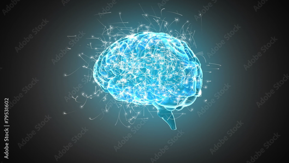 Brain spinning on grey background Brain spinning on grey background