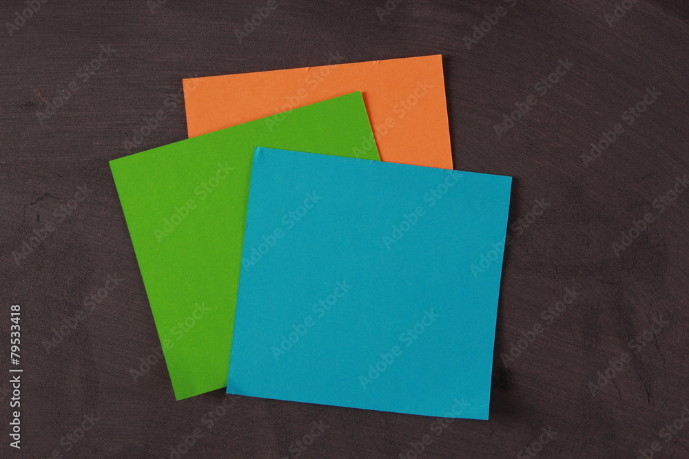 Blank Notes Pasted On Blackboard