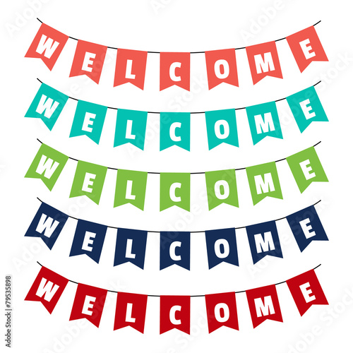Word of welcome to the party flags.