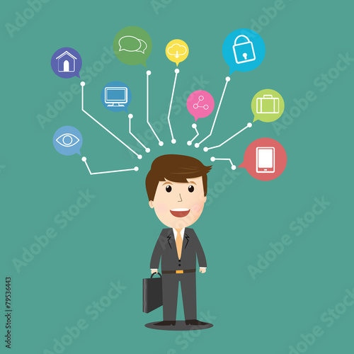 Vector of businessman internet of things .comcept