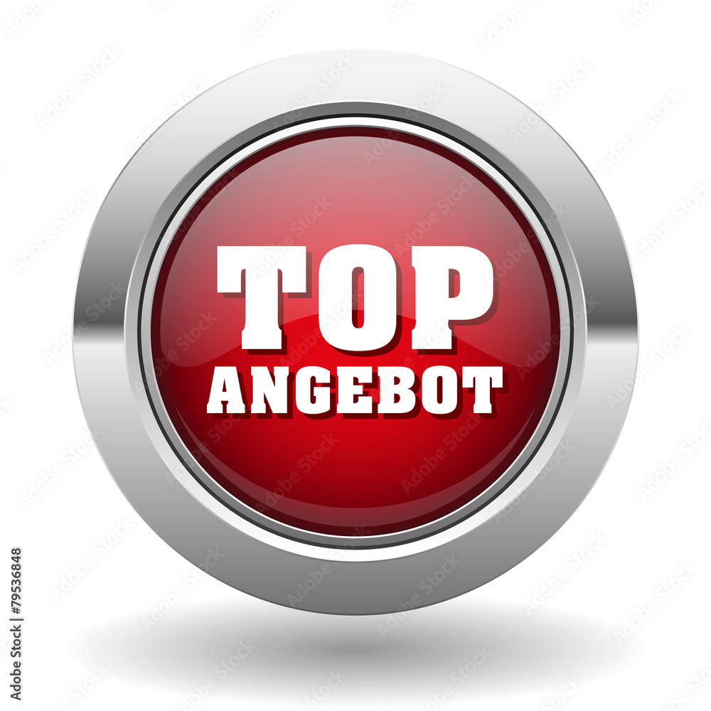 Roter top Angebot Button mit metal Rand Roter top Angebot Button mit metal Rand