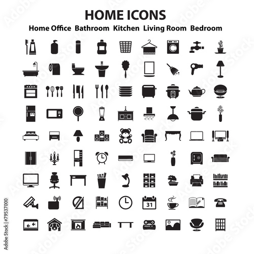 Furniture and home decor icon set