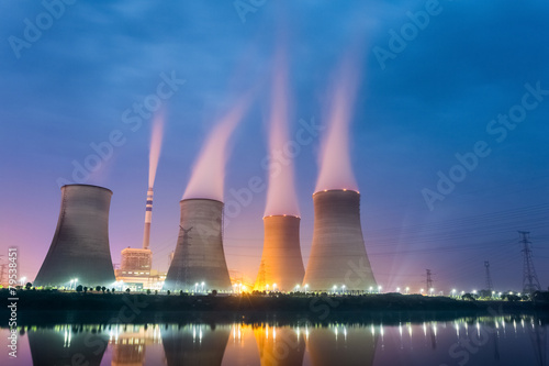 power plant at night photo