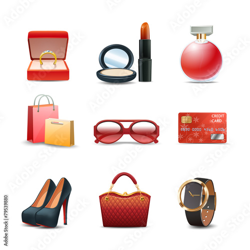 Women Shopping Icon Set