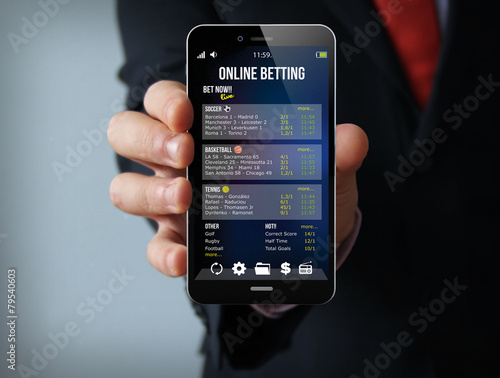 Canvas Print gambling businessman smartphone