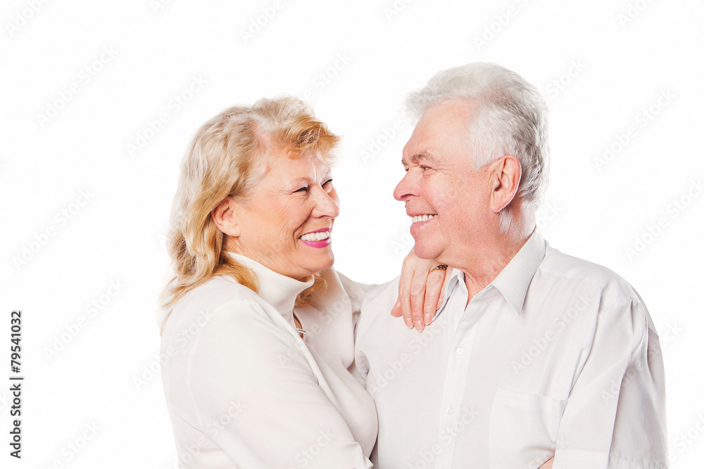 Senior couple portrait. Isolated on white background. Senior couple portrait. Isolated on white background.