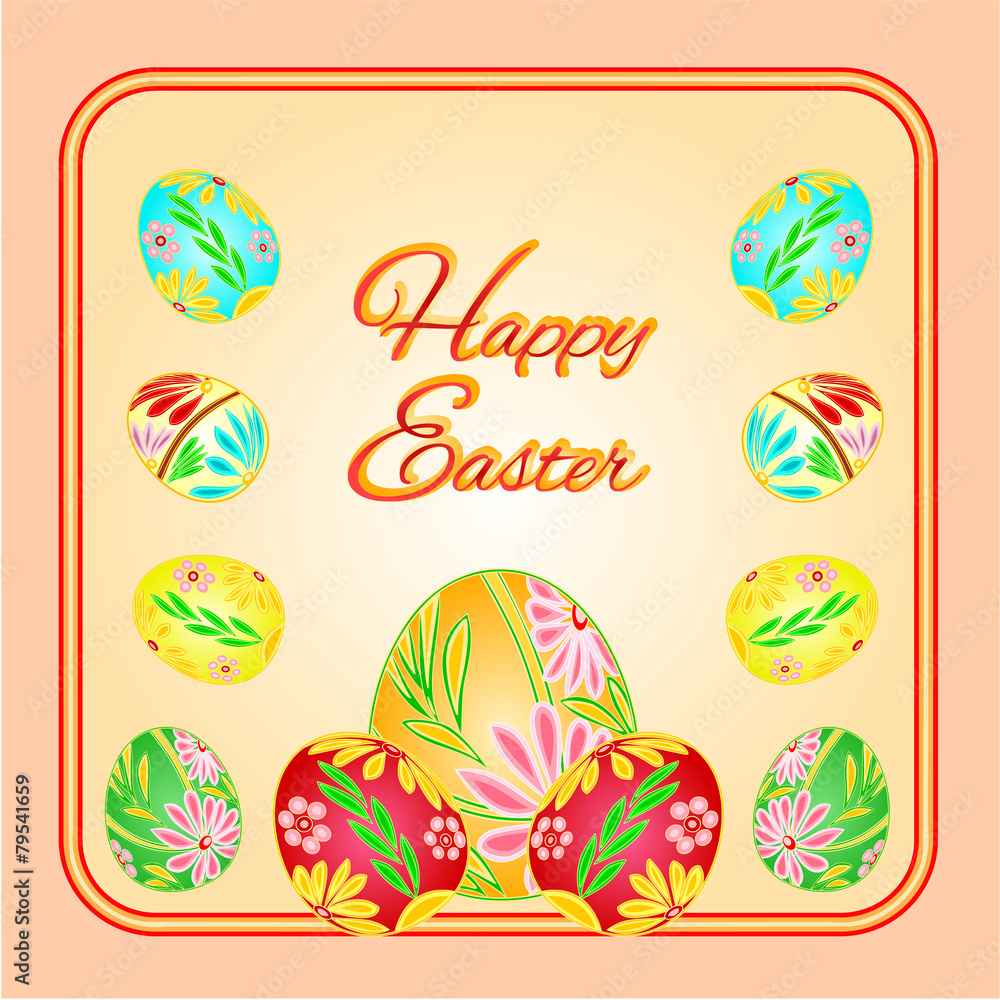 Frame  with Easter eggs spring vector