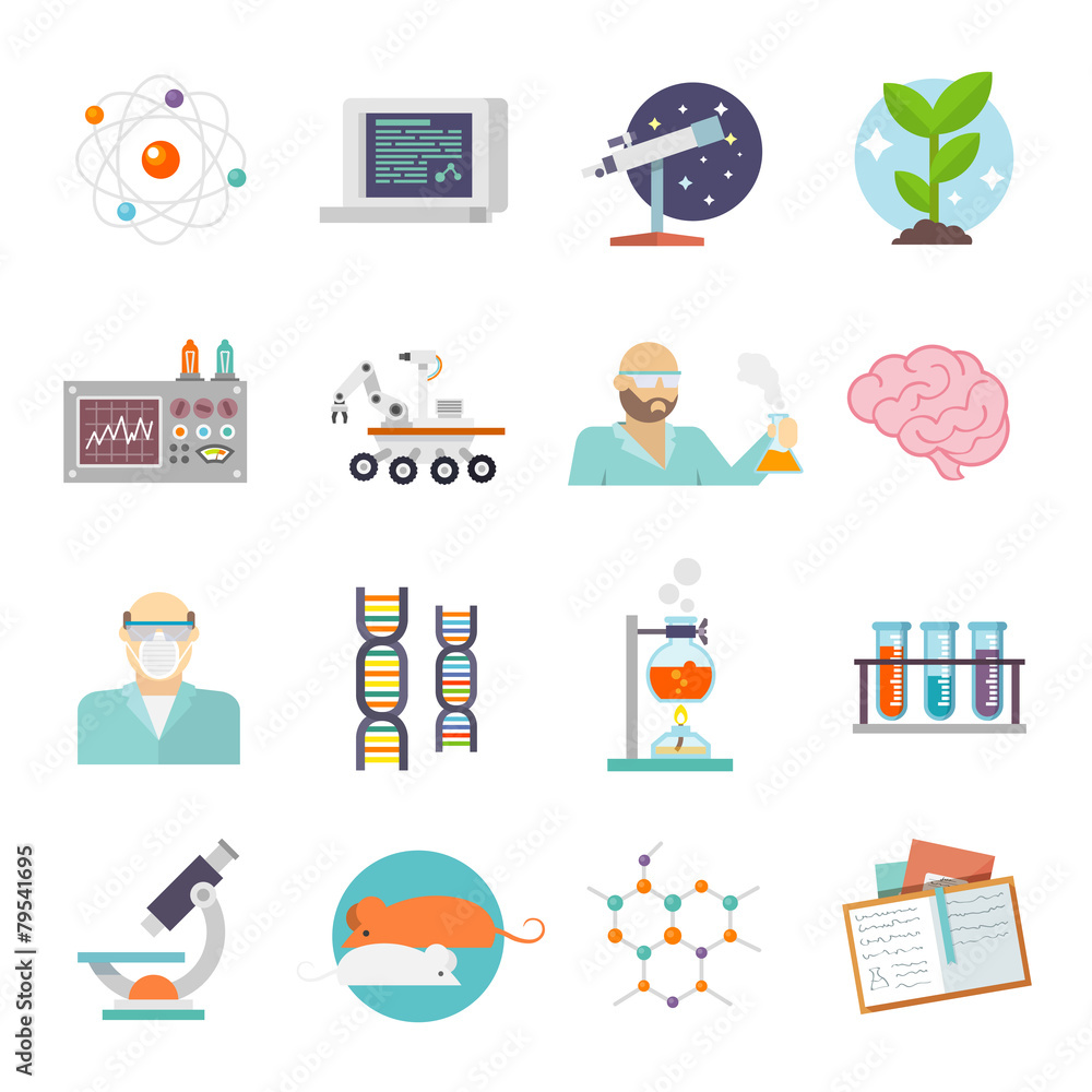 Science And Research Icon Flat Science And Research Icon Flat