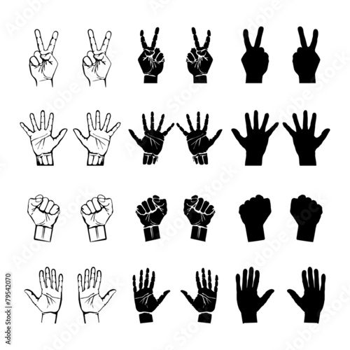 hands gestures icons set isolated vector illustration