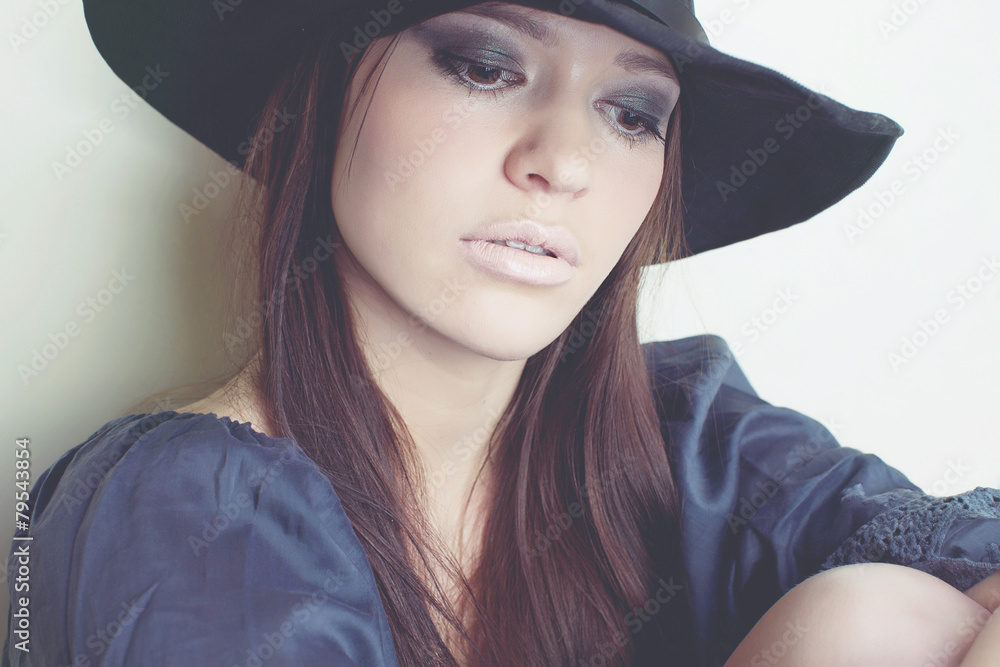 Beautiful woman in a hat Beautiful woman in a hat