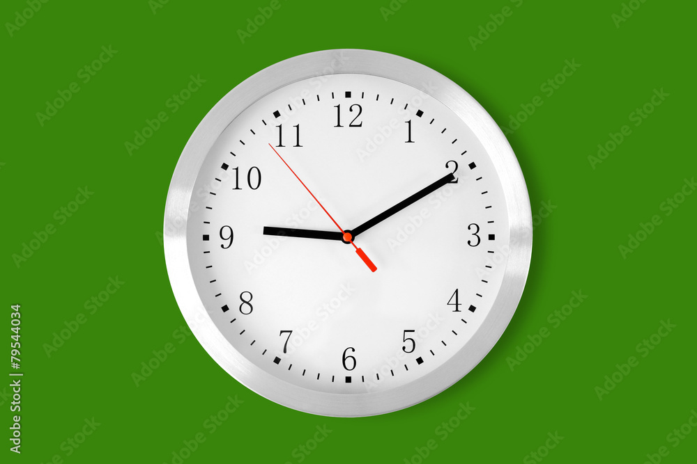 classic clock on green background