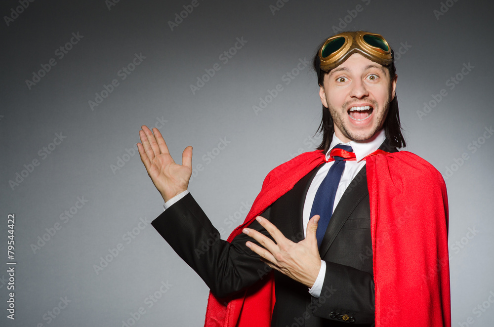Man wearing red clothing in funny concept Man wearing red clothing in funny concept