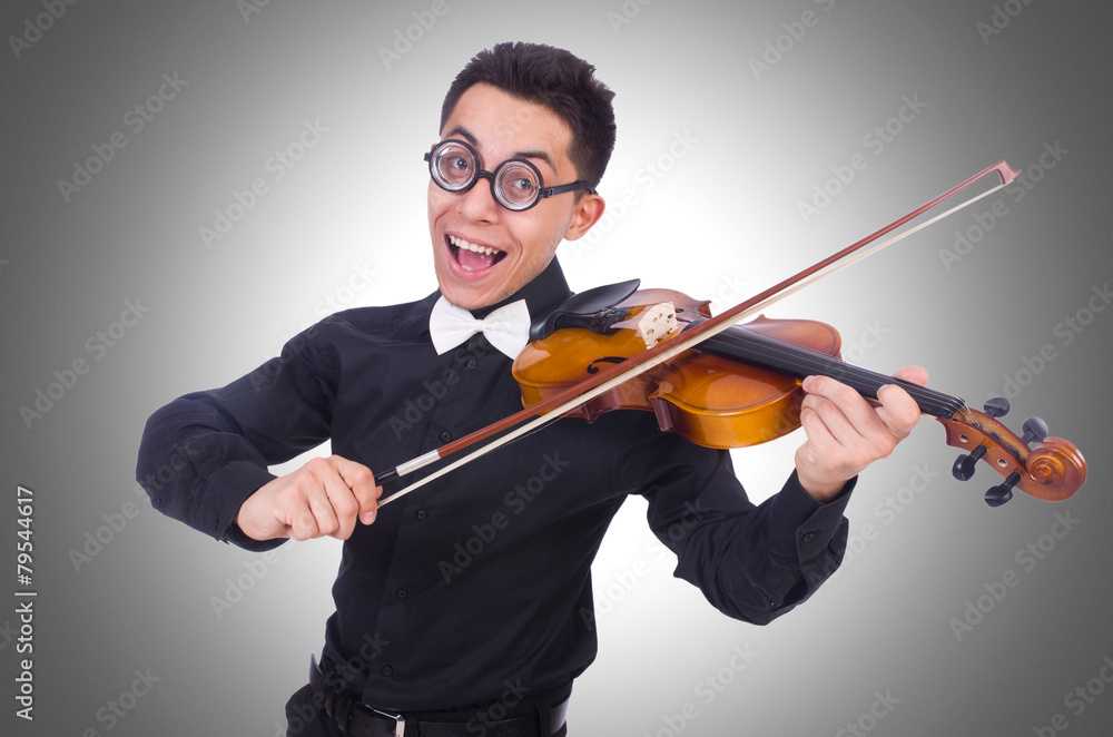 Funny violin player on white Funny violin player on white