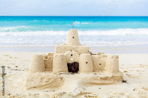 Cuban Sandcastle with the country Flag in Cuba