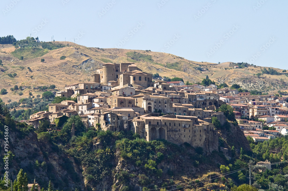Panoramic view of Oriolo. Calabria. Italy.