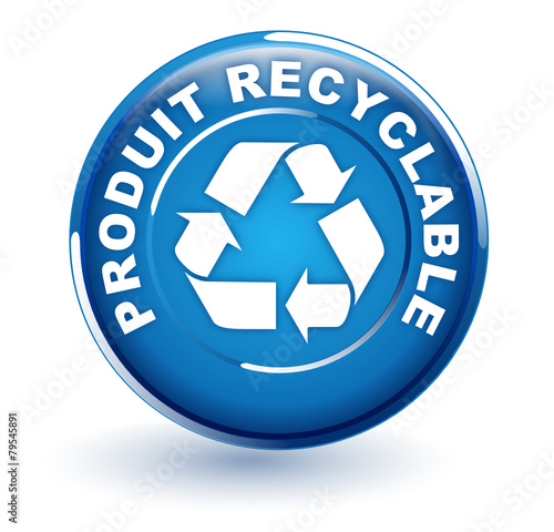 produit recyclable sur bouton bleu
