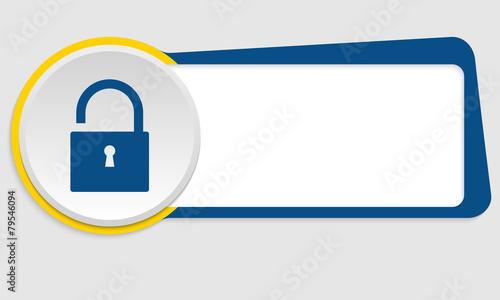 blue abstract frame for text and padlock