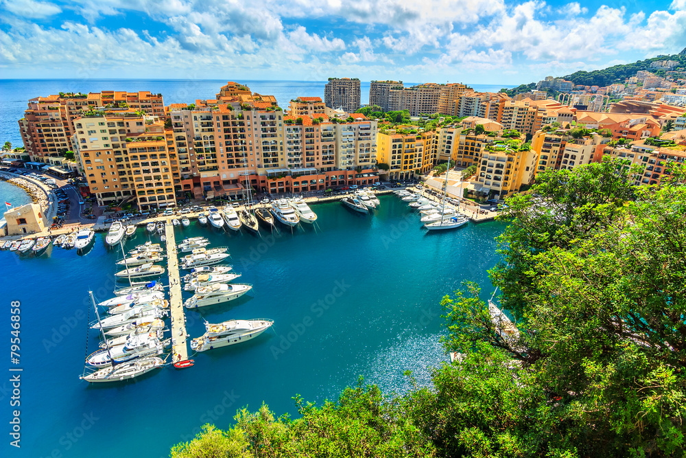 Luxury harbor and colorful buildings,Monte Carlo,Monaco,Europe