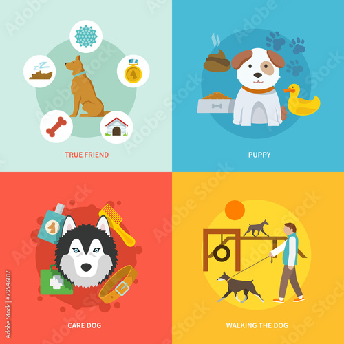 Dog Icons Flat Set