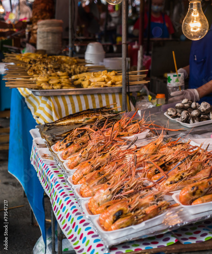 Seafood barbecue in local Thai market