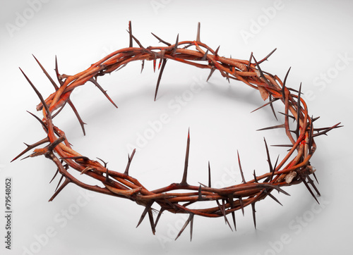 Fotobehang view of branches of thorns woven into a crown depicting the cruc