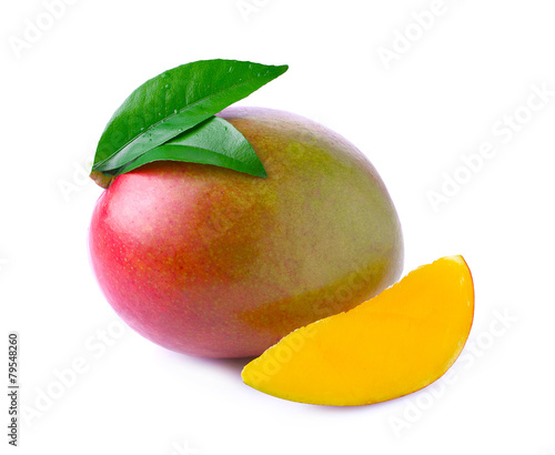 Ripe mango isolated on white.