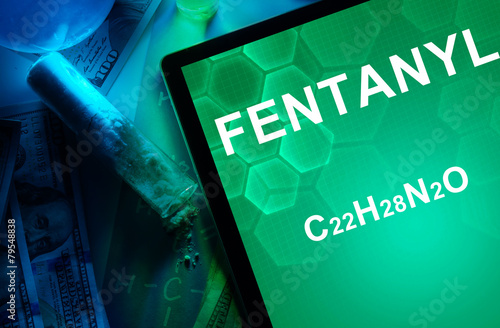 Tablet with the chemical formula of  fentanyl.