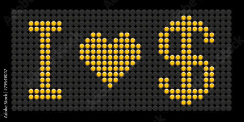 yellow button board words i love dollar