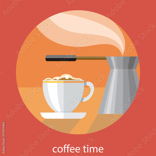 Vintage card of coffe time