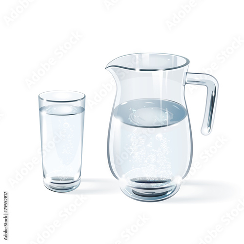 glass of water and glass jug