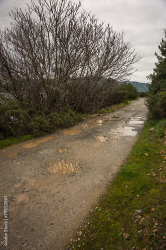 Spring roads after heavy rain at Evbia, Greece photo