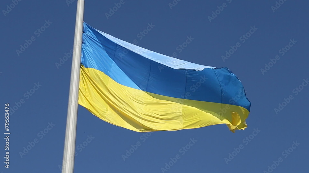 Flag of Ukraine develops in the wind Flag of Ukraine develops in the wind