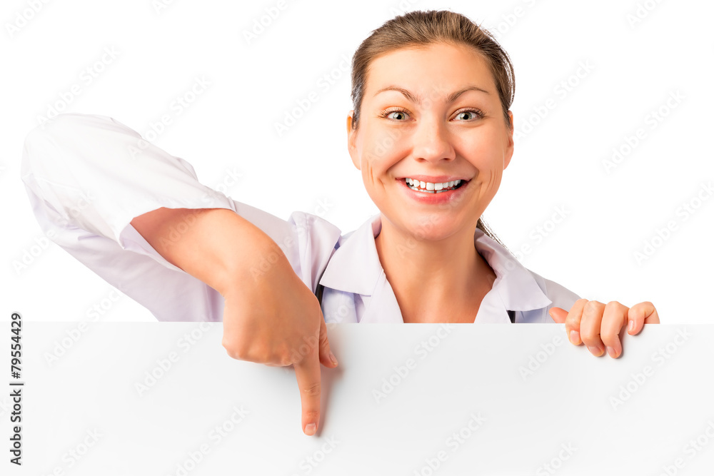 young happy Doctor with white blank