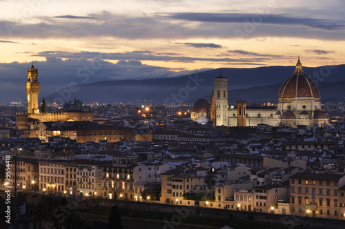 Panoramic view of the city of Florence at night