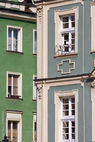 Buildings closeup in Rynek, Wroclaw, Poland