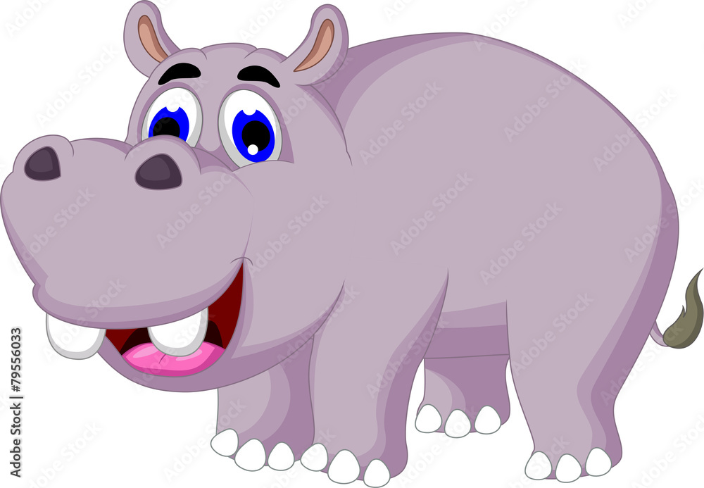 Naklejka premium funny hippo cartoon posing
