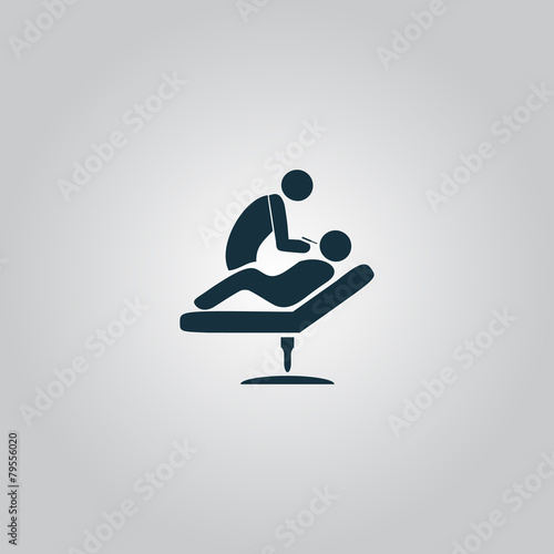 Dental clinic. Dentist treats teeth man in a chair