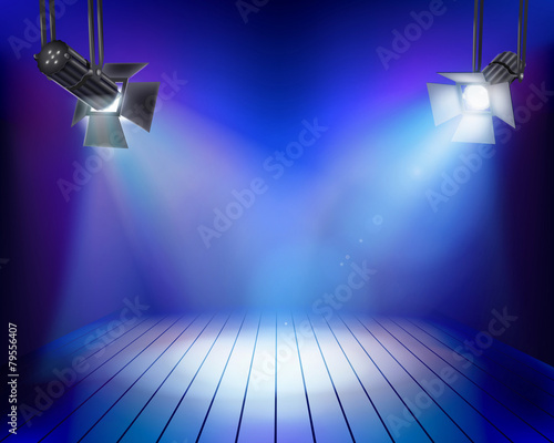 Performance in theatrical stage. Vector illustration.