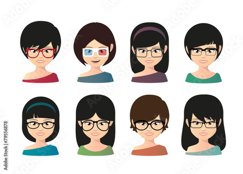 Female asian avatar wearing glasses