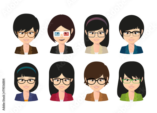 Female asian avatar wearing glasses