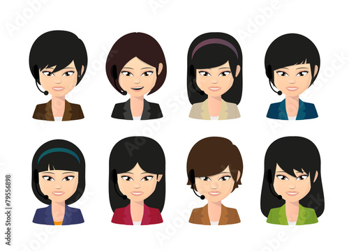Female asian avatar wearing head set