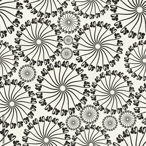 Vector seamless pattern. Black and white abstract background.