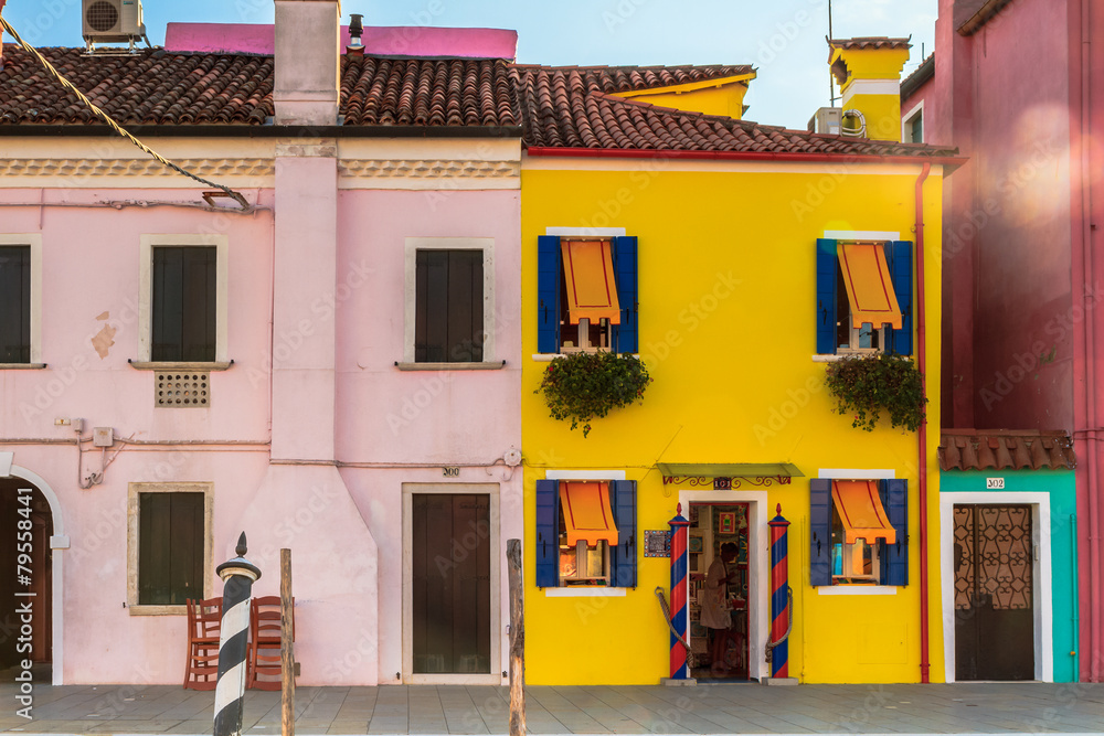 Colorful Houses of Burano in the lagoon of Venice, Italy